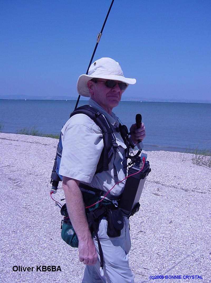 Oliver KB6BA with Vertex VX-1210 and Super Antennas MP1 antenna coil, modified backpack whip